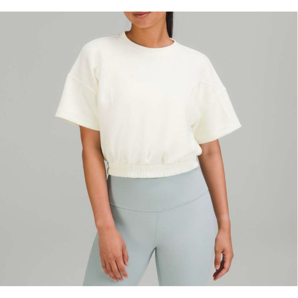 Lululemon Softstreme Gathered T-Shirt Cream Creme Cropped Tshirt Top